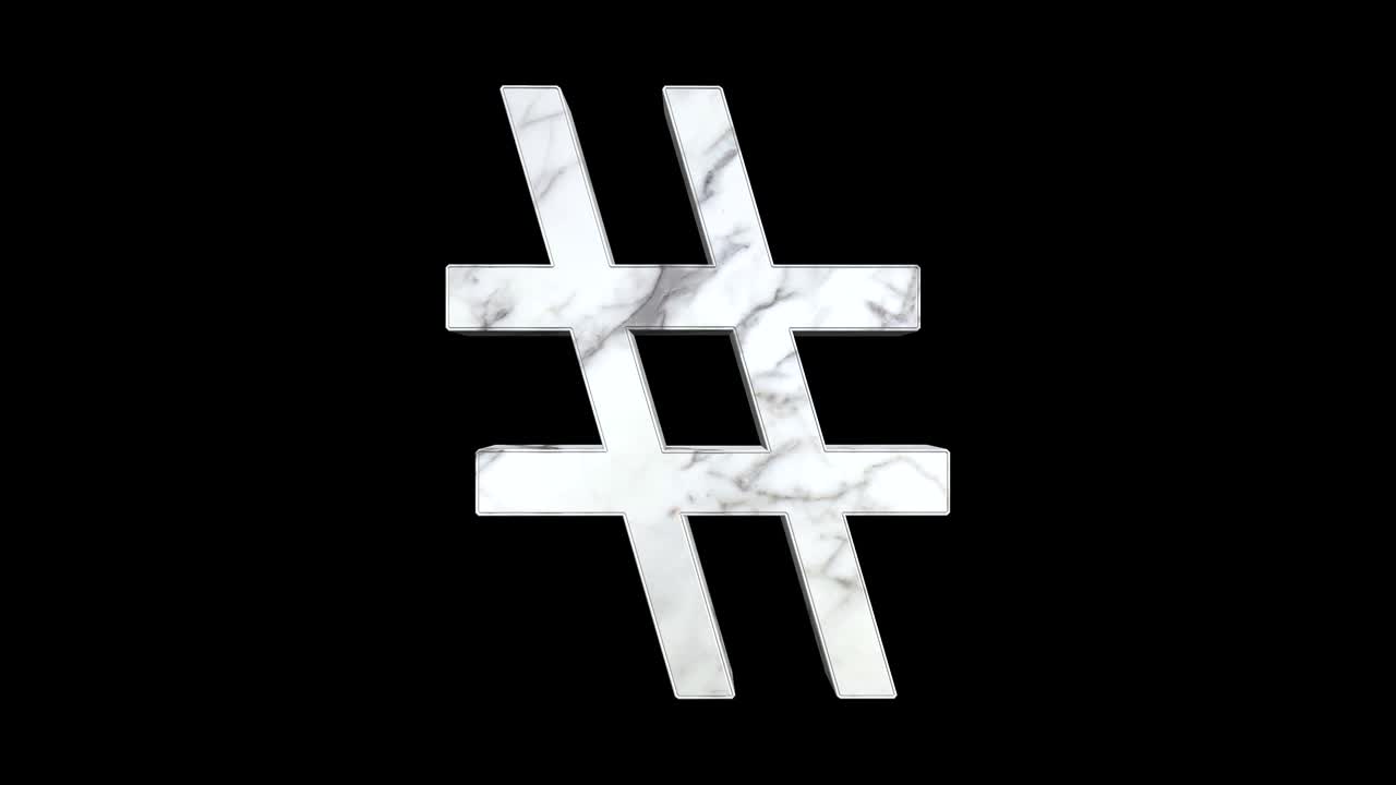 símbolo de hashtag con textura de mármol blanco