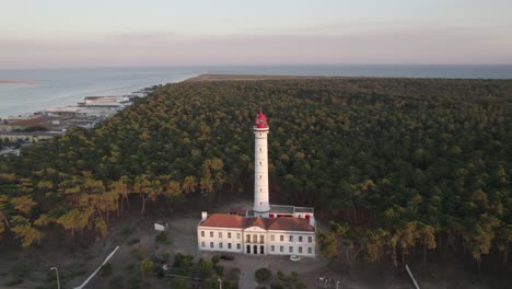 aerial flying towards vila real de santo antónio lighthouse