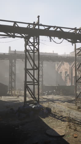 abandoned factory in fog