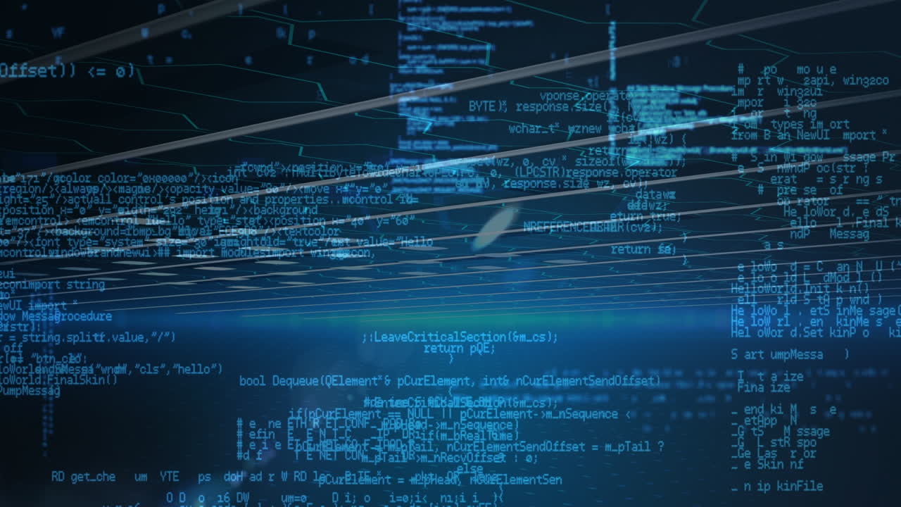 파란색 배경에 있는 데이터 처리의 애니메이션