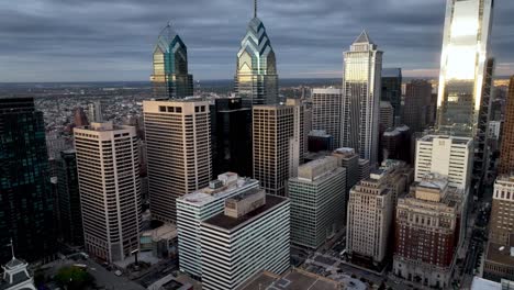 aerial pullout philadelphia pennsylvania skyline