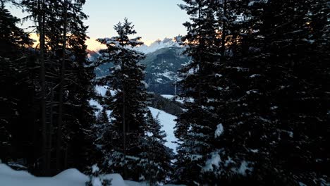 Hermoso-Paisaje-Invernal-Por-La-Tarde-Al-Atardecer