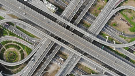 aerial view city traffic junction road infinity sign