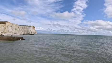 white cliffs and sea under a blue sky