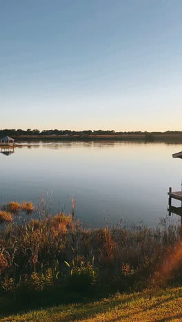 serene lakeside sunrise/sunset scenery