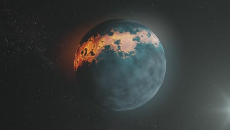 planeta alienígena en llamas