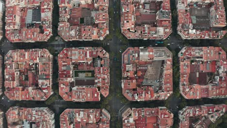 Rising-top-down-drone-shot-of-Barcelona-Square-buildings-grid