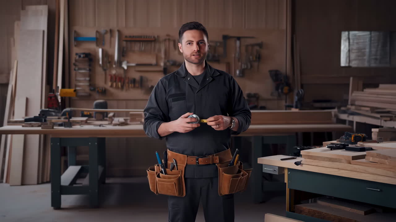 Woodworker in his workshop