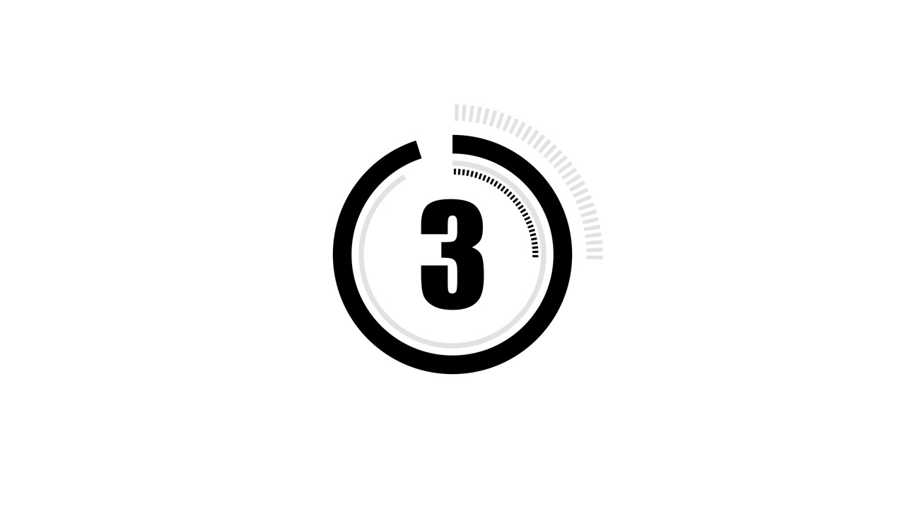 Timer conto alla rovescia di cinque secondi con arco di progresso