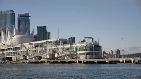 prominent canada place on the burrard inlet in vancouver, british columbia, canada