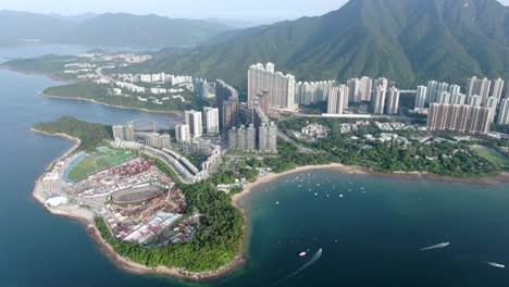 Aerial-view-of-Hong-Kong-Wu-Kai-Sha-area-with-modern-residential-building-complex-and-Tolo-Harbour-open-bay