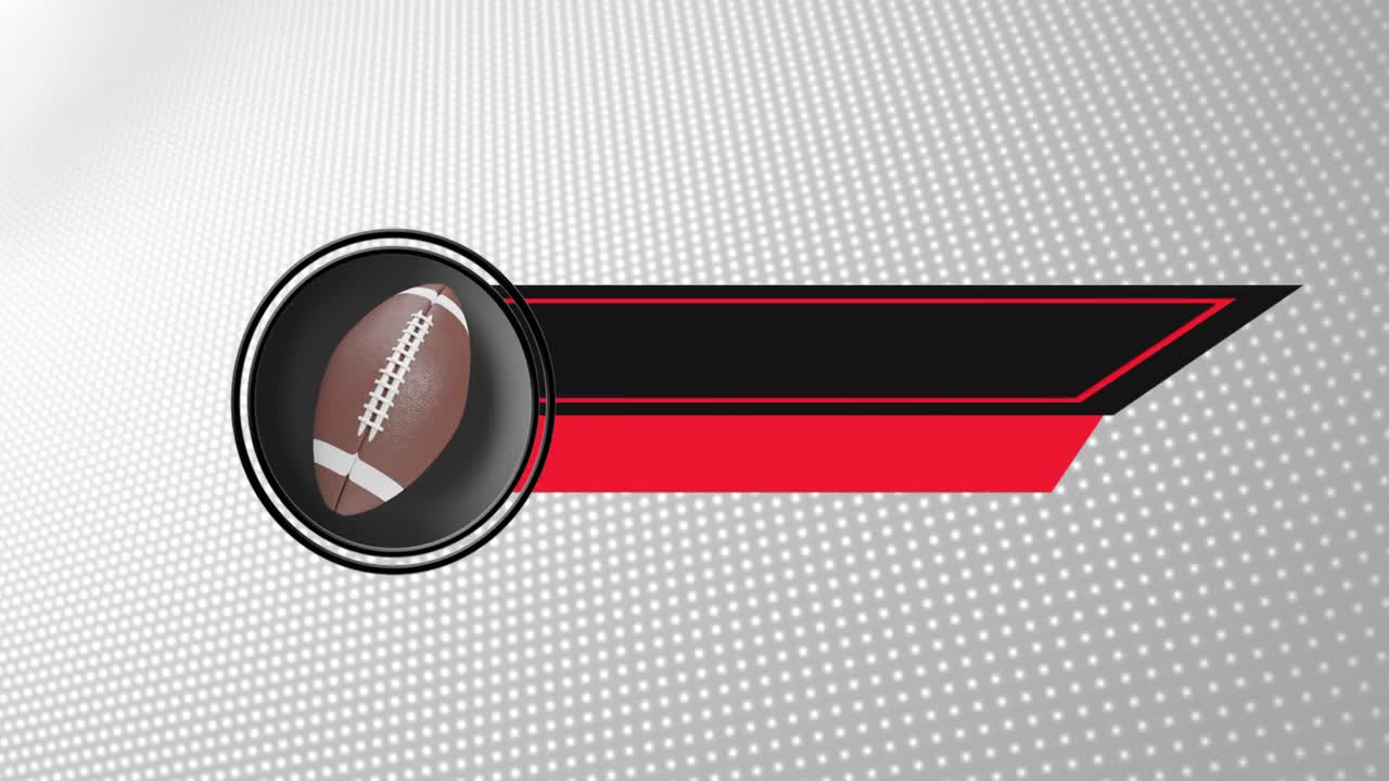Digital animation of sports logo for game events with rugby ball icon against grey background