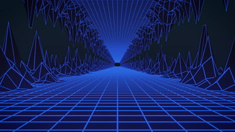 animación de un túnel de cuadrícula azul brillante que se mueve en un bucle sin costuras