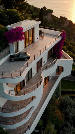 stunning cliffside villa with ocean views at sunset