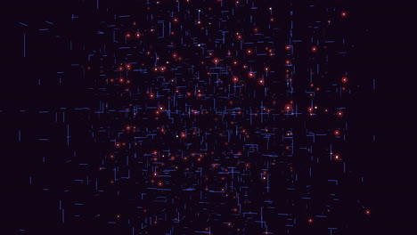 Futuristic cube with neon glitters and lines on black gradient