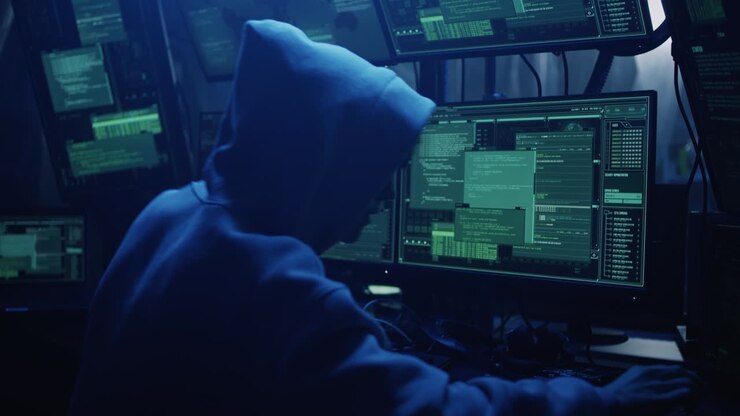 Mandlige kriminelle hacker aktiemarkedet.
