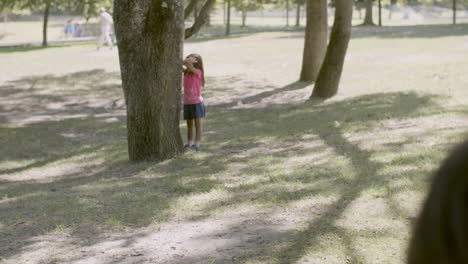 dad with disability playing hide-and-seek with kids in park