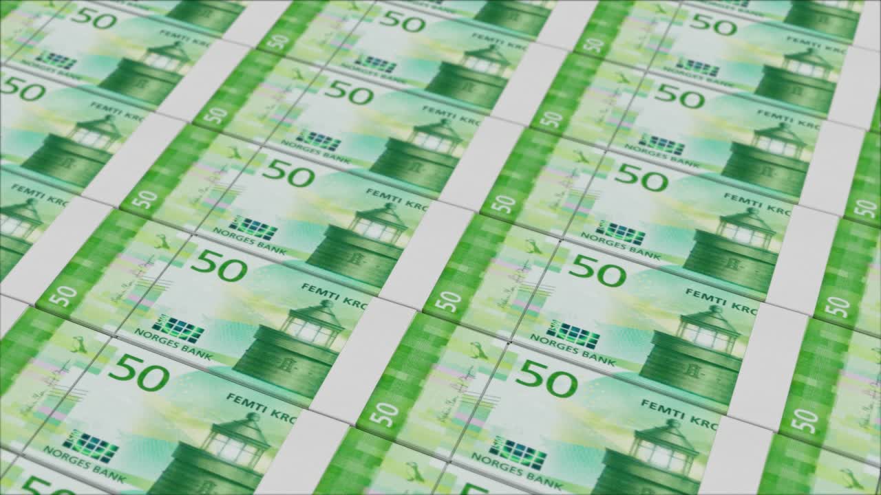 billetes de 50 coronas noruegas impresos por una prensa monetaria
