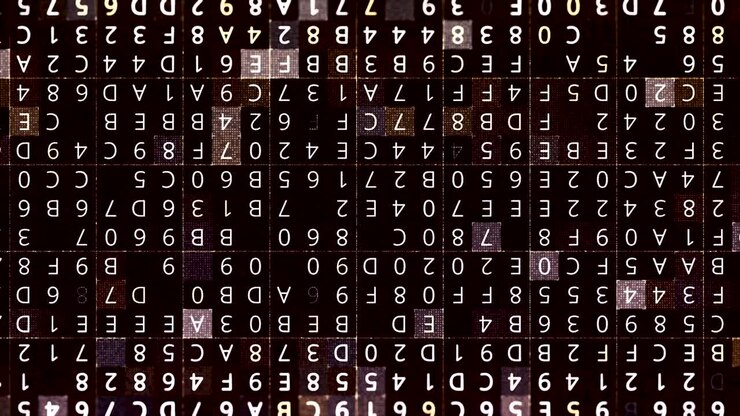 Abstract Grid of Numbers and Letters