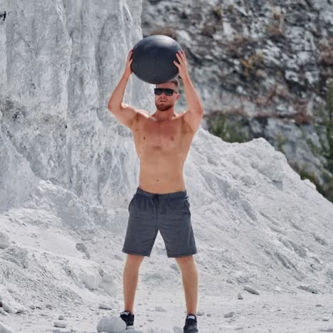 sport man exercising on nature