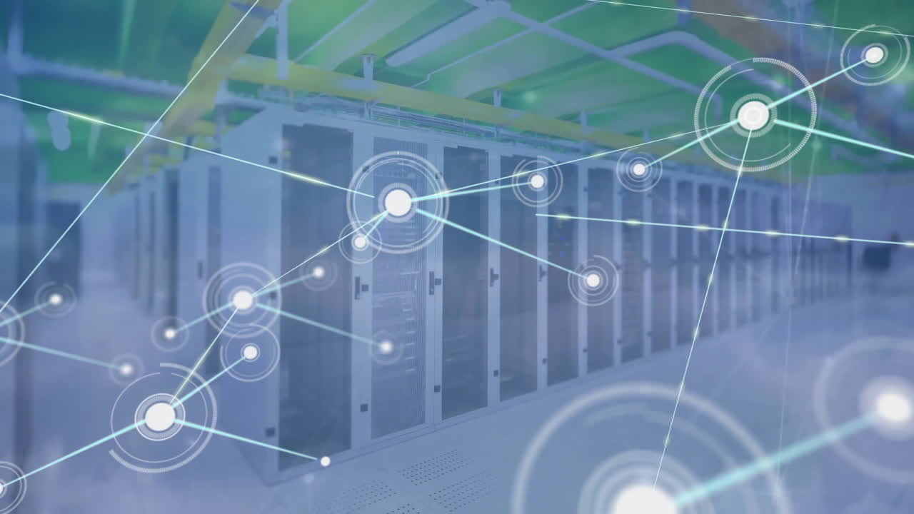 컴퓨터 서버를 통한 연결 네트워크의 애니메이션