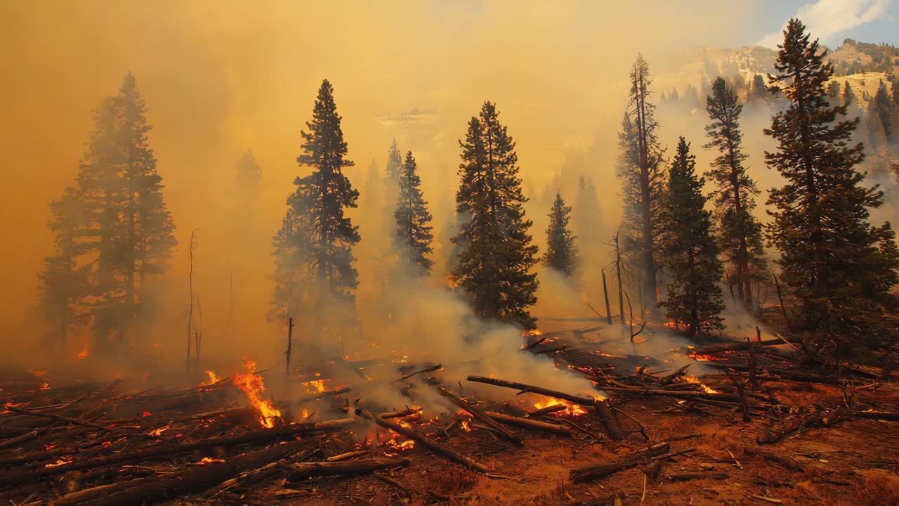 Wildfire Devastating a Forest