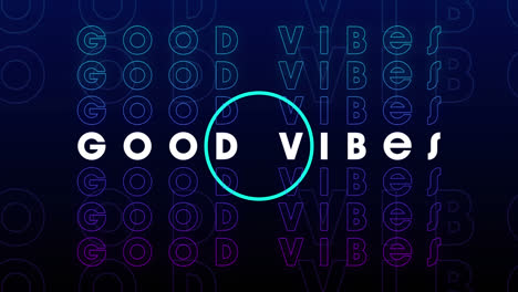 animation of multiple good vibes text over dark background