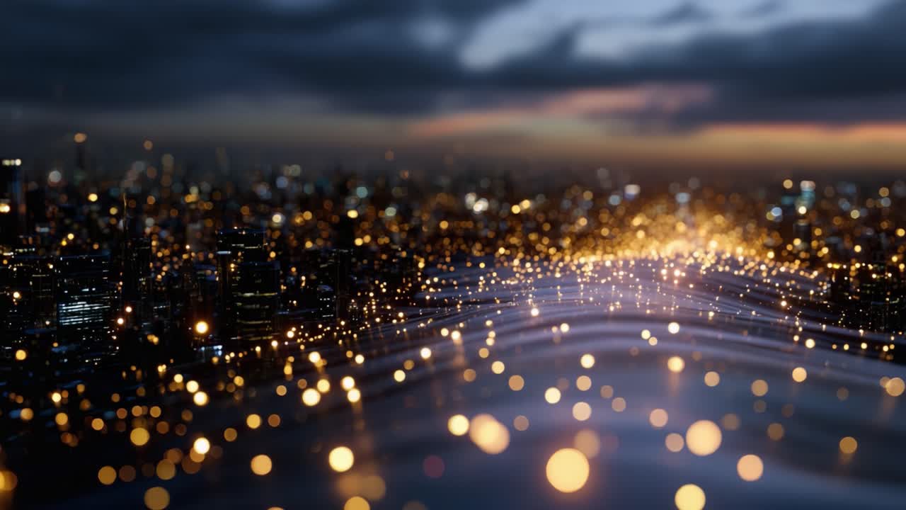 Uno straordinario paesaggio notturno della città, pieno di luci scintillanti ed energia vibrante, che cattura l'essenza della vita urbana in un ambiente suggestivo e meraviglioso