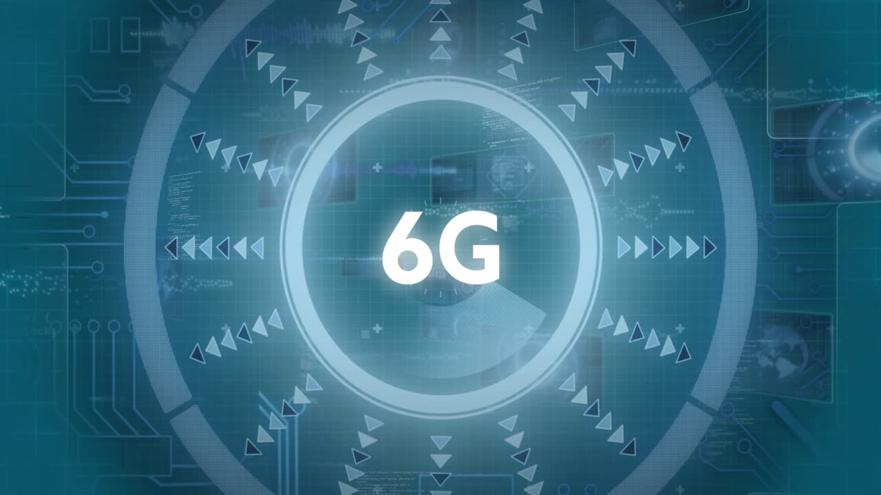 검은색 배경에서 6g 데이터 처리에 대한 범위 스캔의 애니메이션