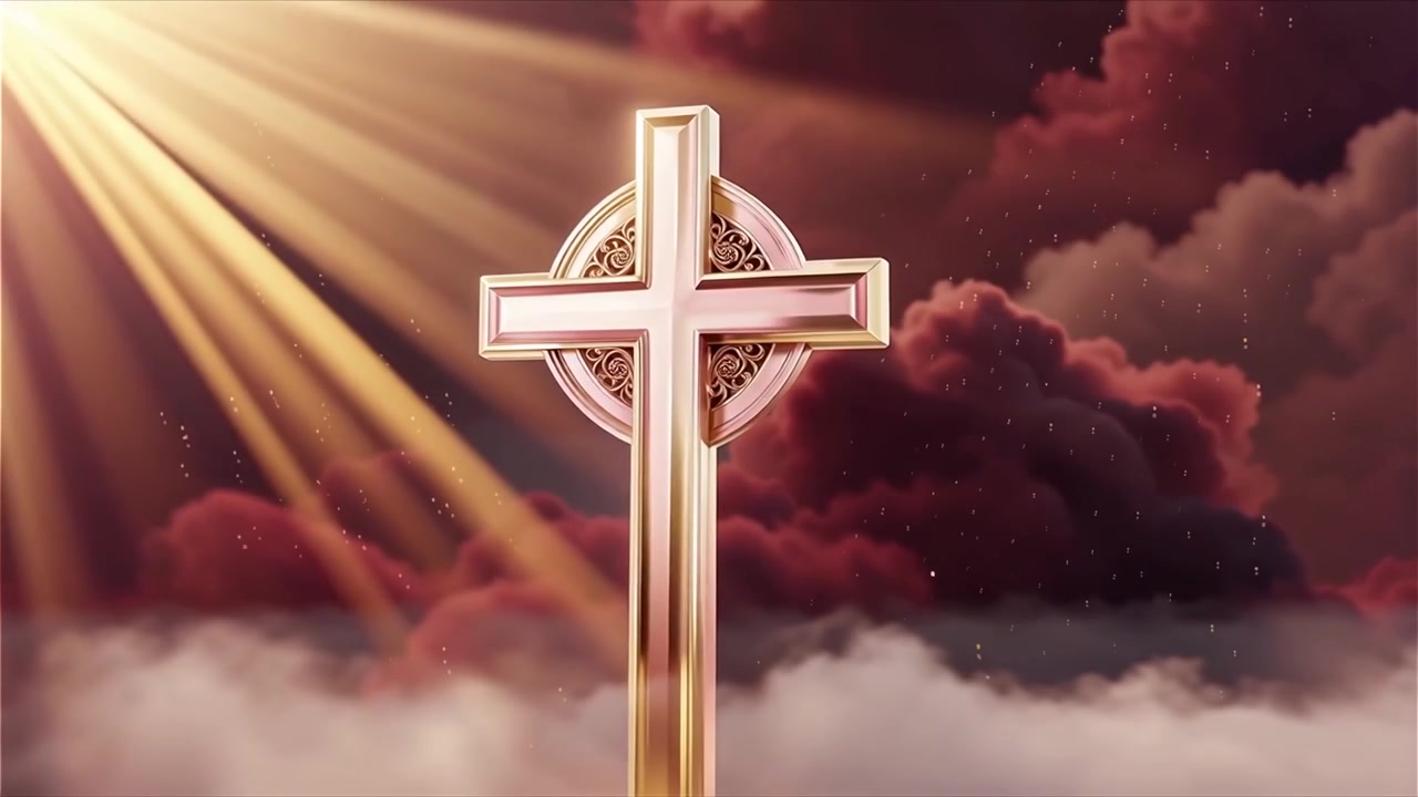 Christian Cross Heavenly Light Worship Background