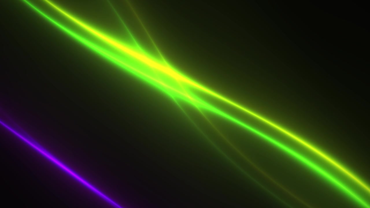 Líneas de neón luminosas dinámicas intersecándose sobre un fondo oscuro