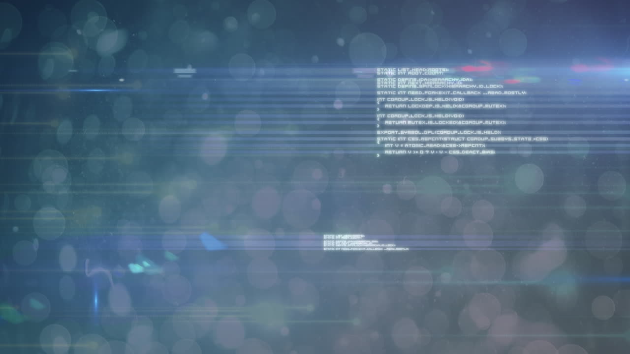 파란색 공간에서 데이터 처리에 대한 조명의 애니메이션