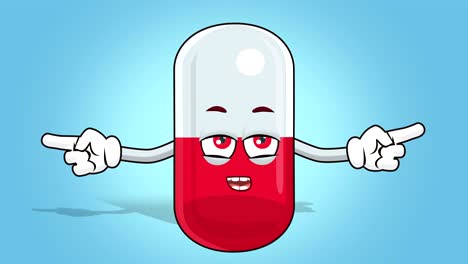 cartoon pill capsule  face animation double side pointer unhappy speak with alpha matte