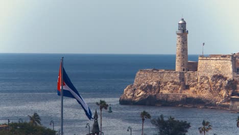 view of the morro fort and castle at havana, cuba and view of the ocean