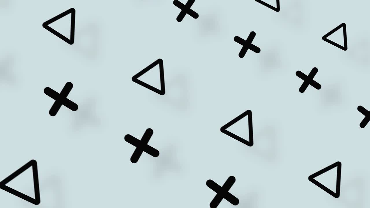 patrón de formas geométricas negras en estilo retro, memphis 80s 90s. fondo abstracto vintage animado. diseño de arte pop sin costuras. movimiento de video 4k