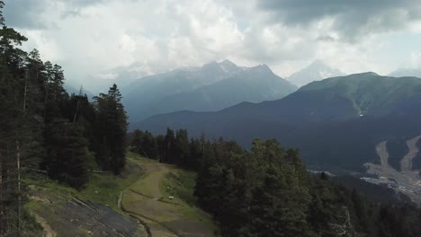 mountain scenery with forest path