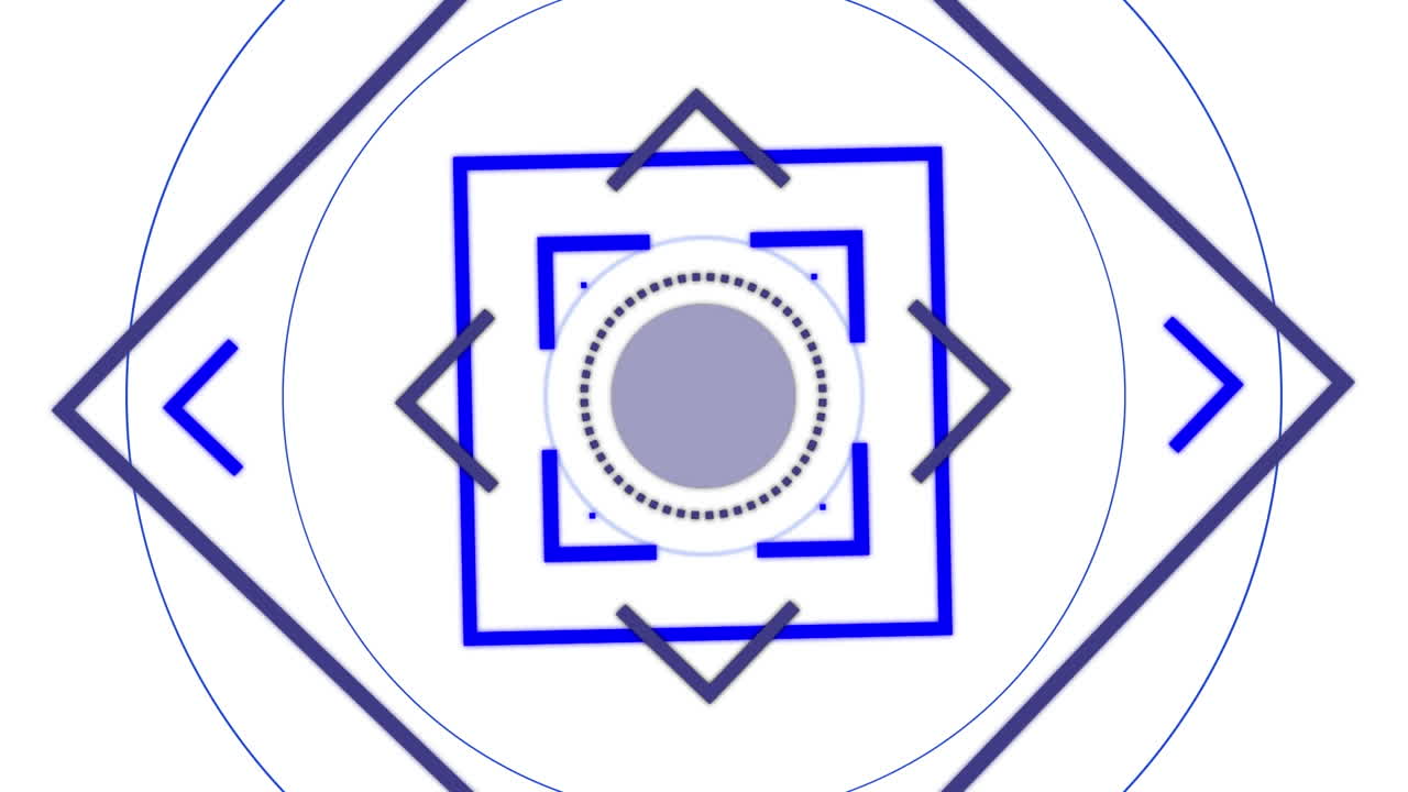 animación de ámbito circular y cuadrado azul y negro girando sobre fondo blanco