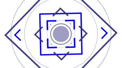 animación de ámbito circular y cuadrado azul y negro girando sobre fondo blanco