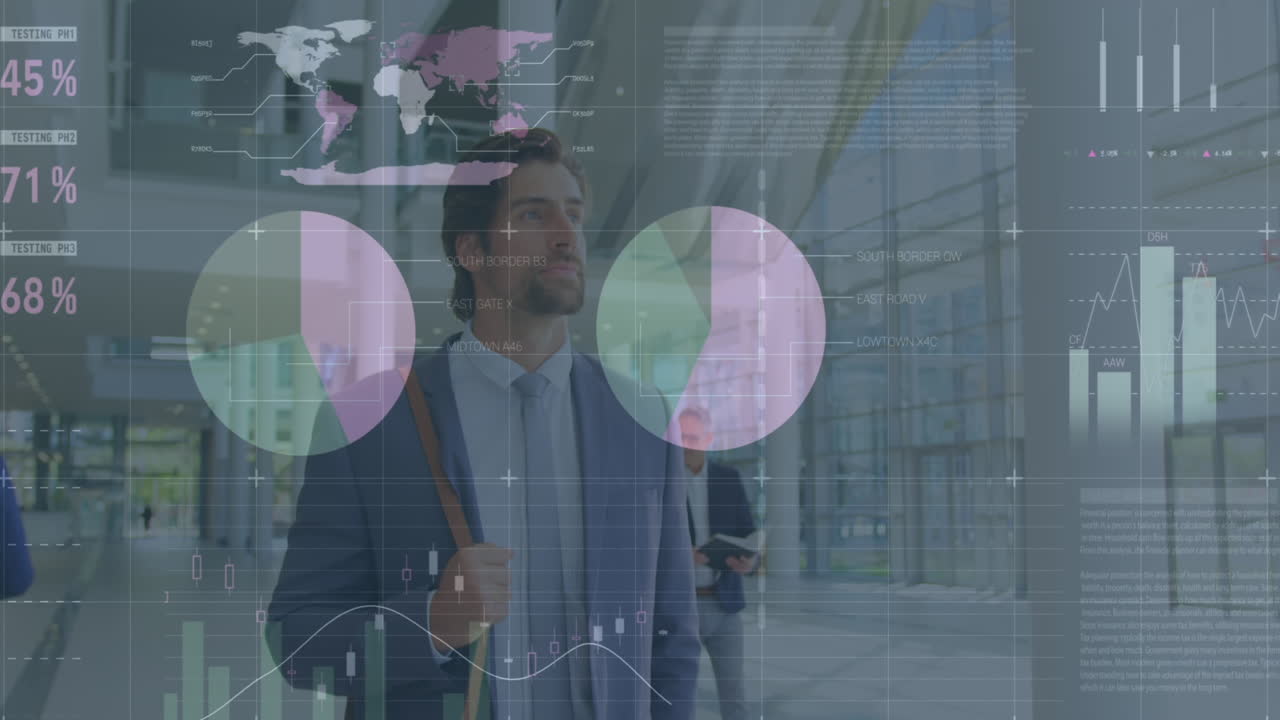 animación del procesamiento de datos financieros sobre personas de negocios