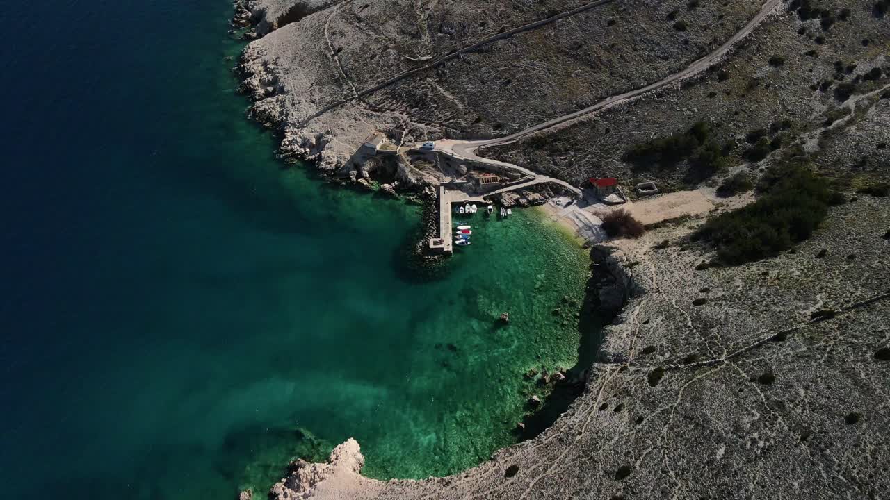 Pan shot slow to right over the coast sea adriatic in a sunny day the color of water is amazing drone 4k 60fps