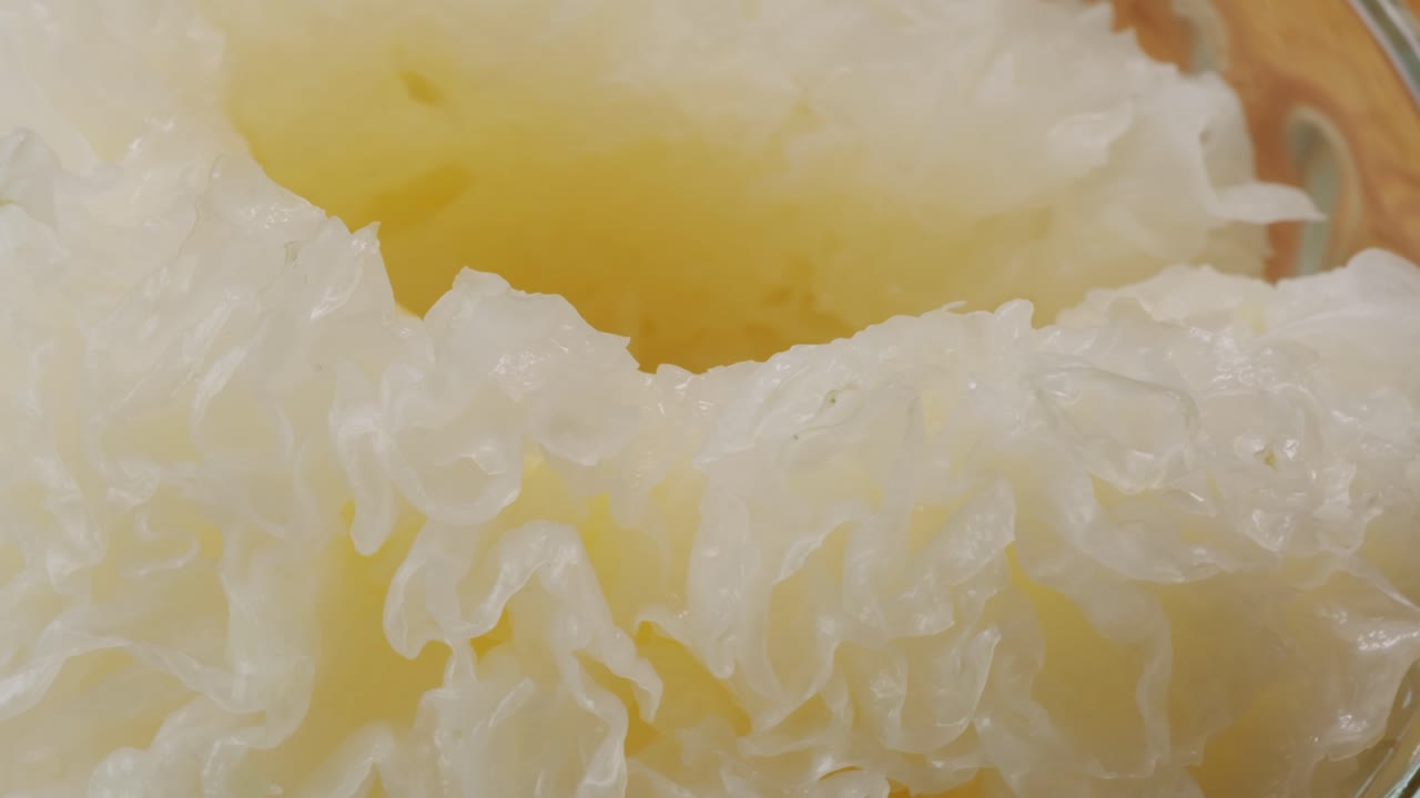 Tremella fermented salted Jamur salju or snow fungus, white colored fungi for food and medicine, popular in China and also Chinese cuisine.