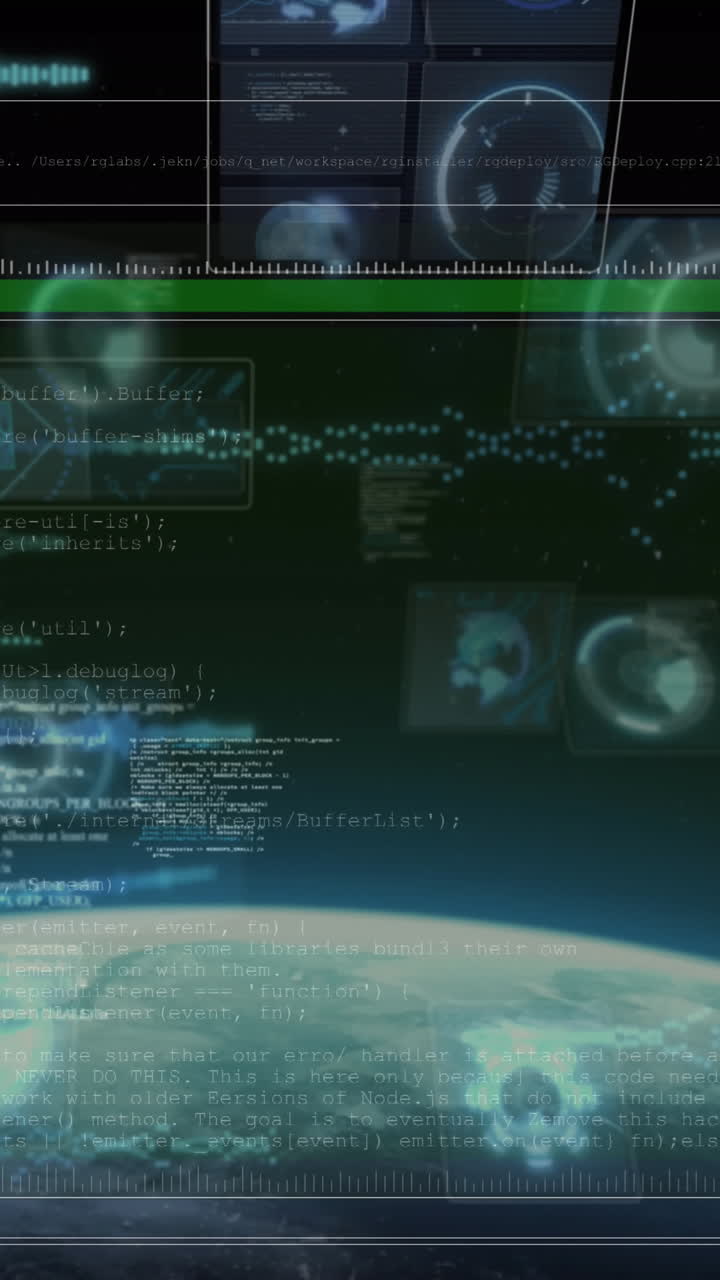 animación de escaneos en pantallas con procesamiento de datos sobre el planeta tierra