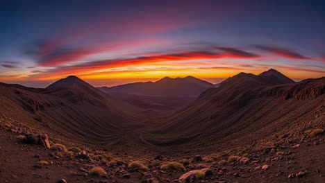 dramatic sunset or sunrise over a mountain valley panorama