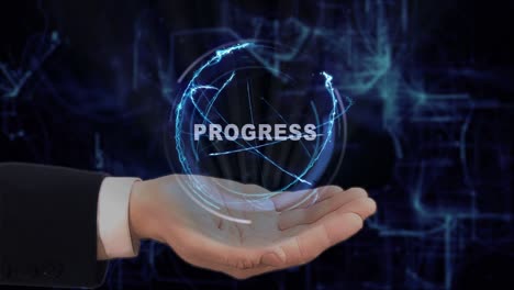la mano pintada muestra el progreso.
