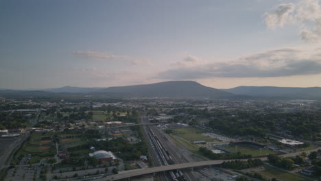 fast aerial hyperlapse rotating around lookout mountain during sunset in chattanooga, tennessee