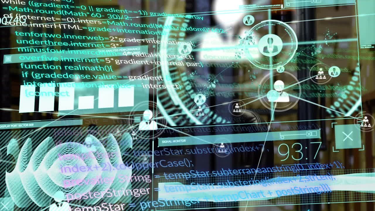 animación del procesamiento de datos sobre el camión de torreta