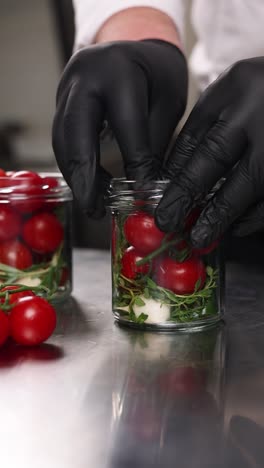 chef preserving cherry tomatoes