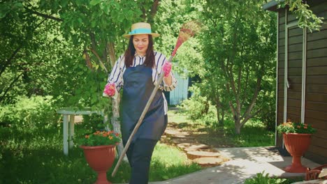 woman gardening in a backyard