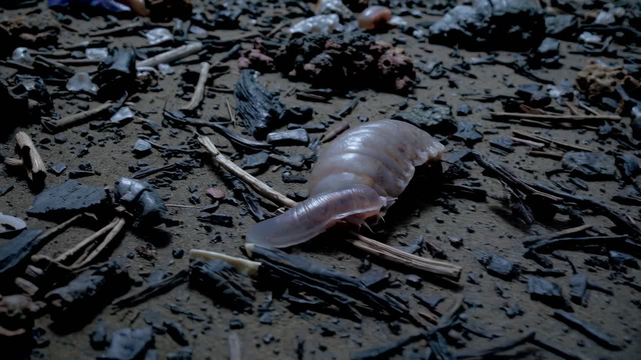 숲 바닥에 있는 작은 반투명한 곤충