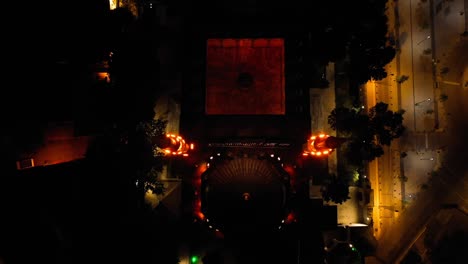 aerial night top view of mihrimah sultan mosque. 4k footage in turkey